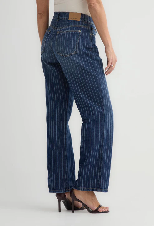 Jean retro medio líneas en bota para mujer