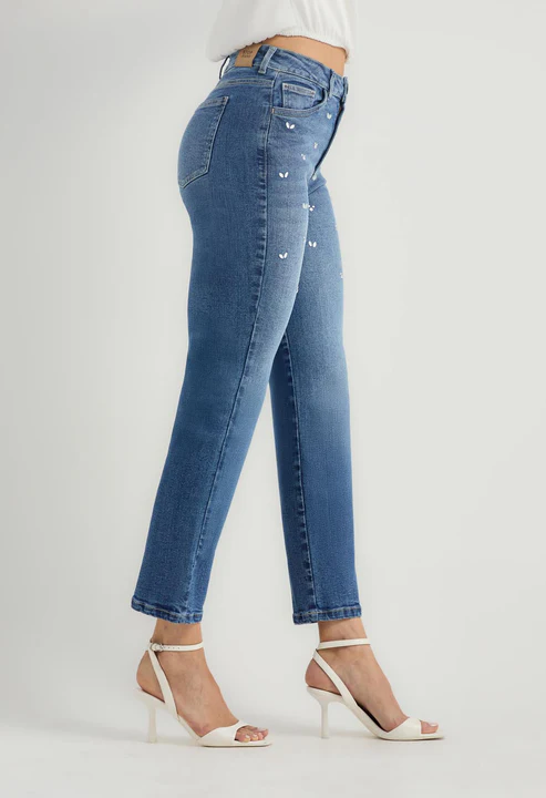 Jean vaquero medio con apliques para mujer - Vista 3
