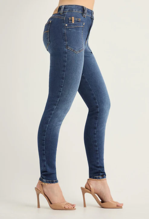 Jean levantacola medio con bolsillos para mujer - Vista 4