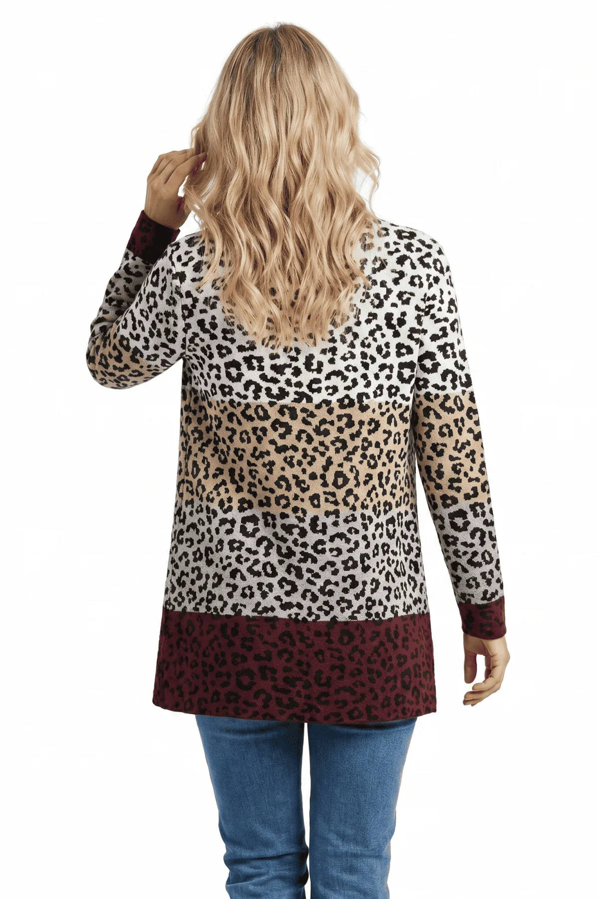 Sweater en tejido artesanal para mujer vinotinto - Vista 2