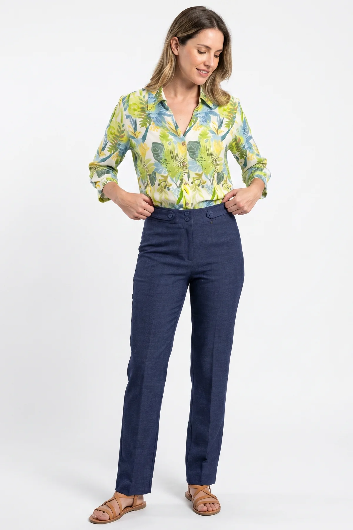 Pantalón Casual Azul Índigo en Poliéster para Mujer