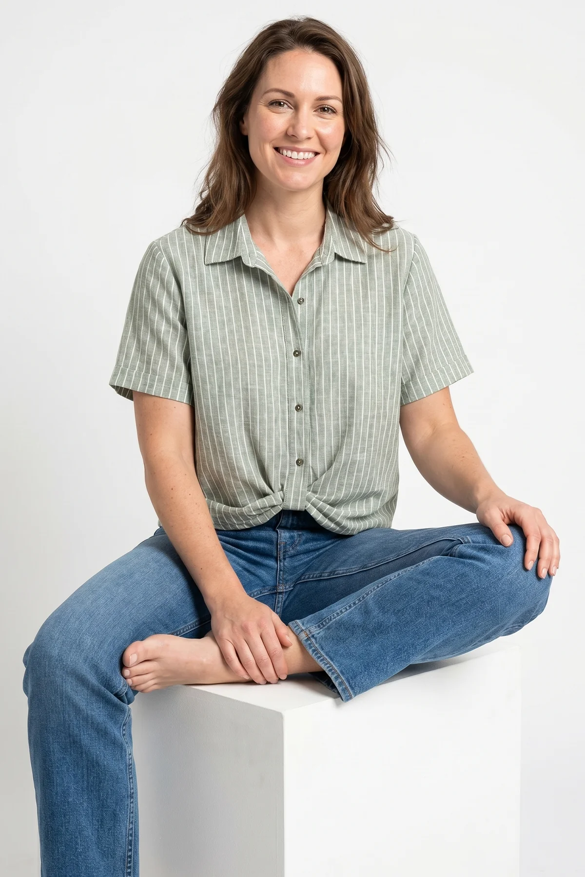 Blusa Cruzada Verde en Rayón para Mujer